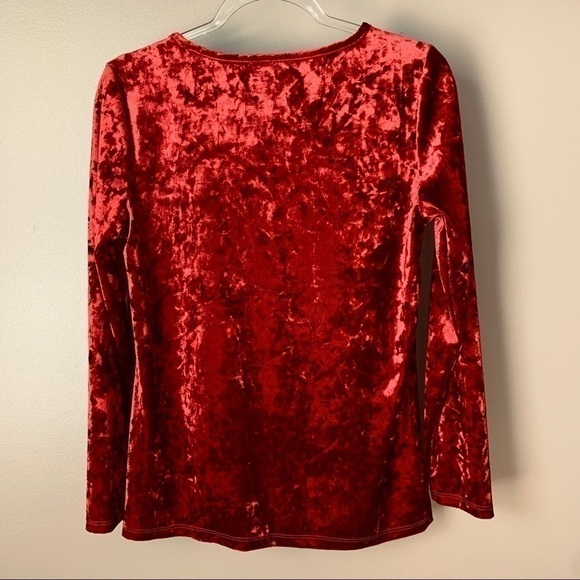 COMO Vintage Red Crushed Red Velvet A-Line Tunic - Picture 10 of 12
